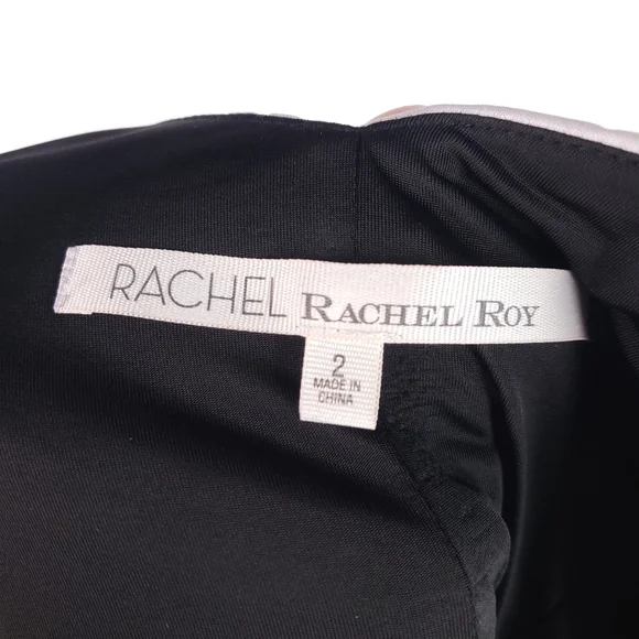 RACHEL Rachel Roy Textured A Line Skater Faux Leather Trim Scuba Dress - Picture 14 of 16